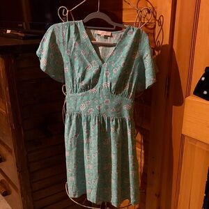 LOFT Teal and White Floral Dress